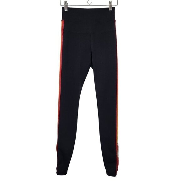 Spiritual Gangster Womens Leggings XS Rainbow Sparkle Stripe Zipper Ankle Tight‎ - Picture 5 of 9